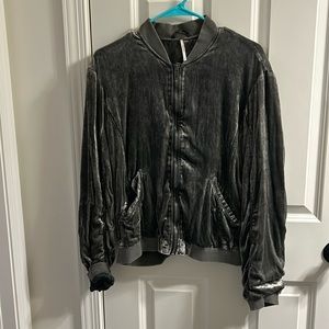 Free people velour bomber jacket